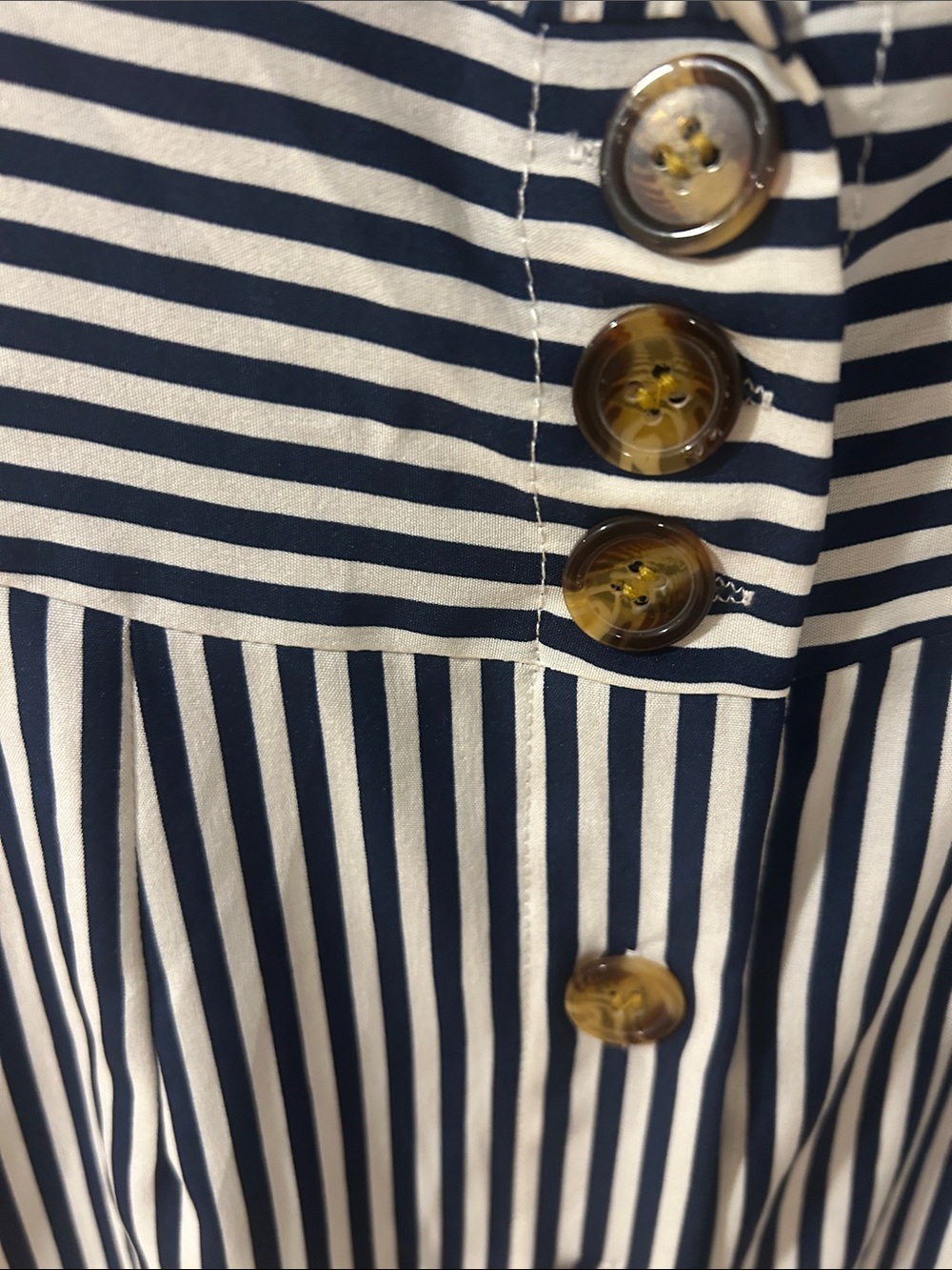 SHEIN Navy & White Striped V‑Neck Button Front Mini Dress - Picture 3 of 4
